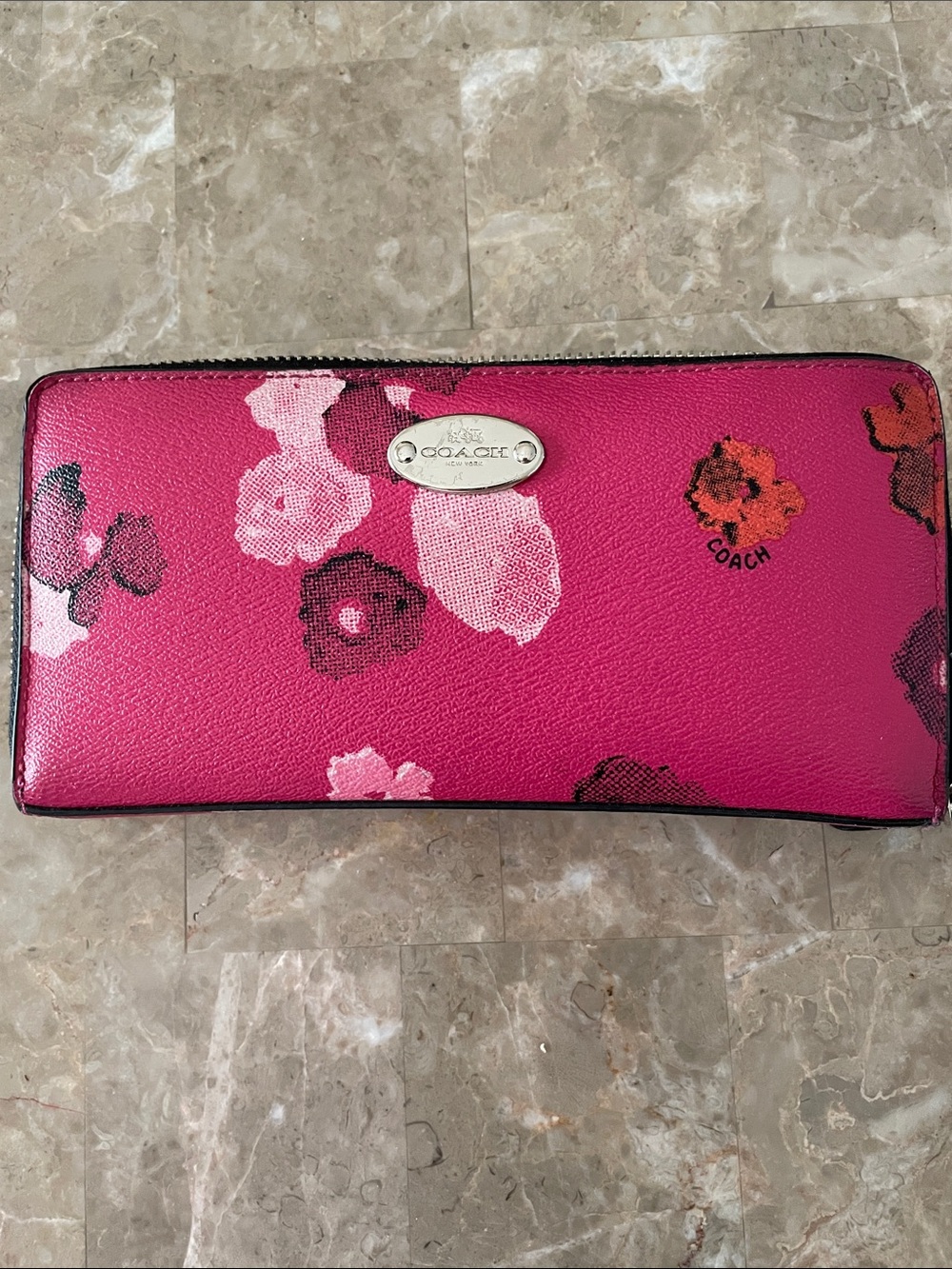 Coach Floral Zip Wallet in Pink and Light Pink
